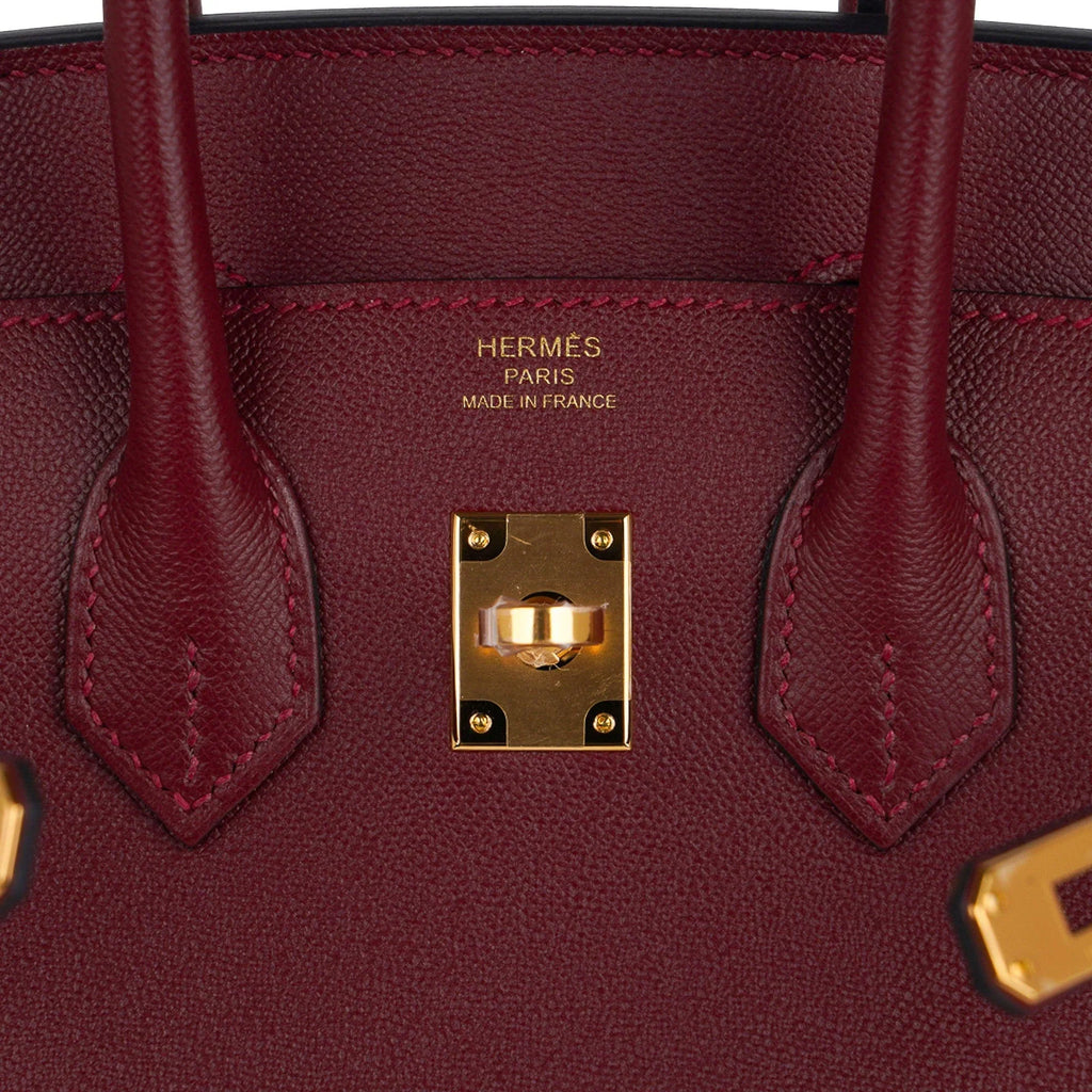 Birkin 25 Bag Sellier Rouge H Gold Hardware Veau Madame Leather