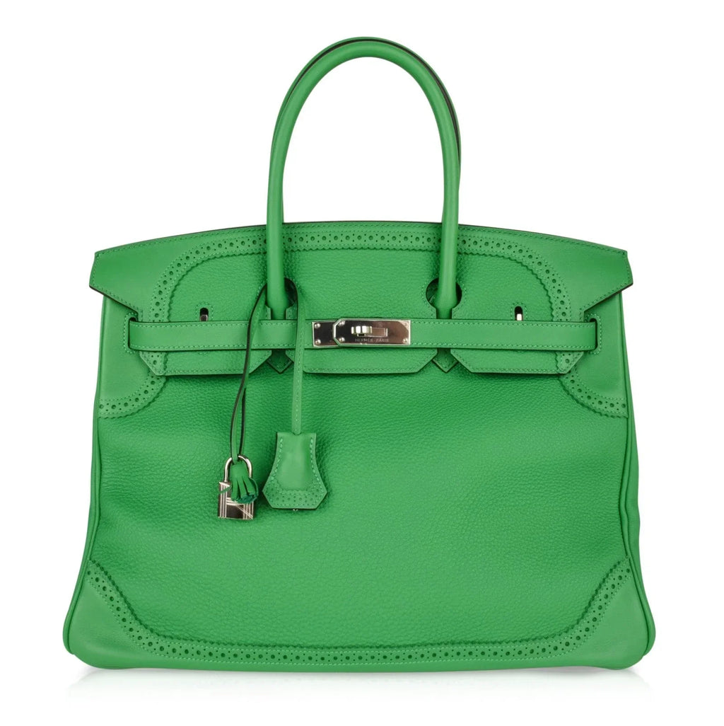 Birkin 35 Bag Ghillies Limited Edition Bamboo Palladium Hardware
