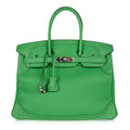Birkin 35 Bag Ghillies Limited Edition Bamboo Palladium Hardware