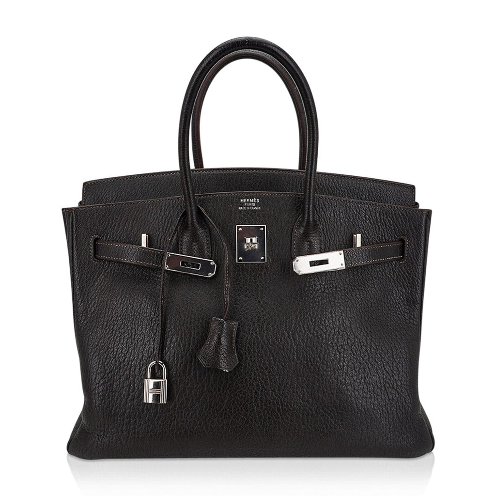Birkin 35 Bag Cocoan Brown Chevre Leather with Palladium Hardware