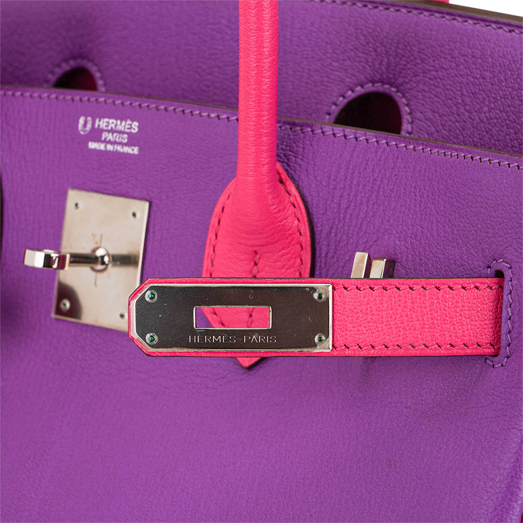 Special Order HSS Birkin 30 Bag Parme and Rose Shocking Chevre Leather with Palladium Hardware