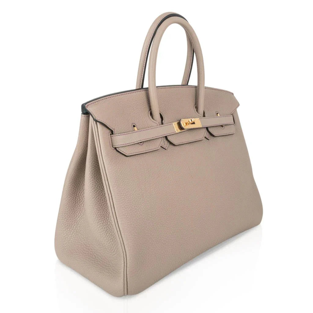 HSS Tri-Color Birkin 35 Gris Tourterelle Blue Paon & Purple Stitching Special Order Bag