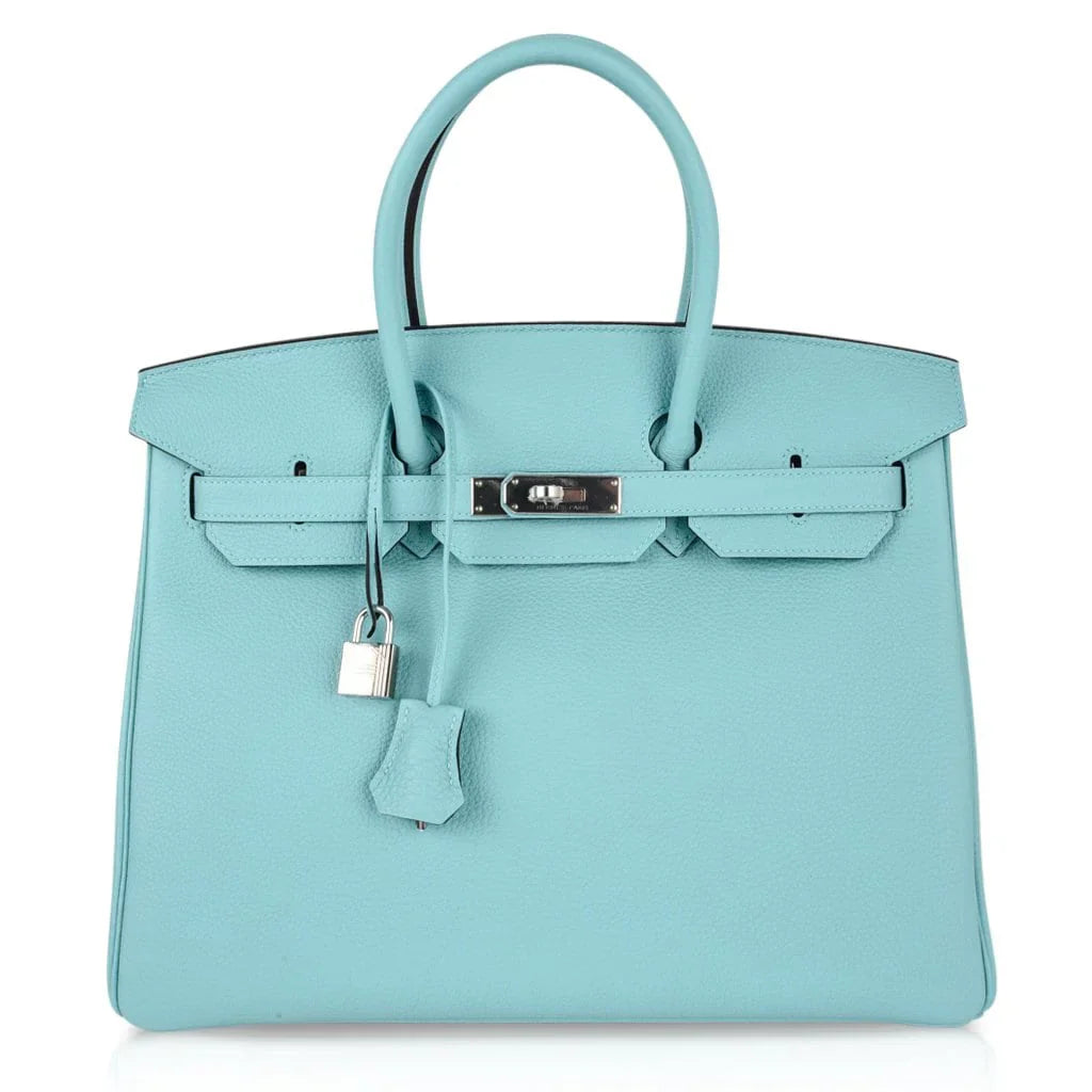 Birkin 35 Bag Fresh Blue Atoll Togo Palladium Hardware
