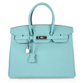 Birkin 35 Bag Fresh Blue Atoll Togo Palladium Hardware