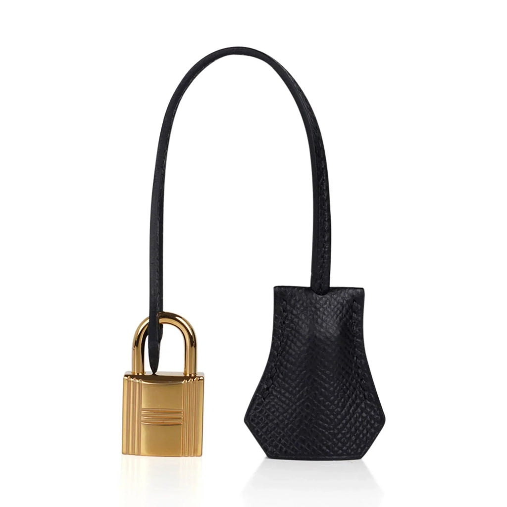 Kelly Sellier 25 Bag Black Epsom Gold Hardware New