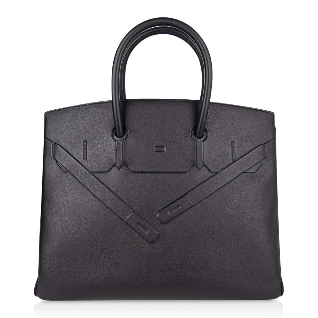 Shadow Birkin 35 Bag Limited Edition Black Swift Leather New