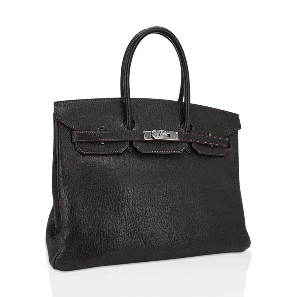 Birkin 35 Bag Cocoan Brown Chevre Leather with Palladium Hardware