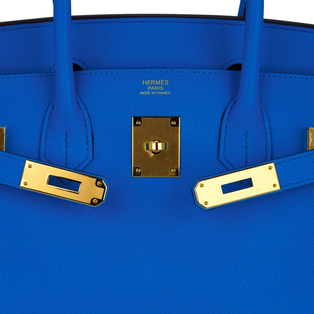 Birkin 30 Bag Bleu Frida Epsom Gold Hardware New w/ Box