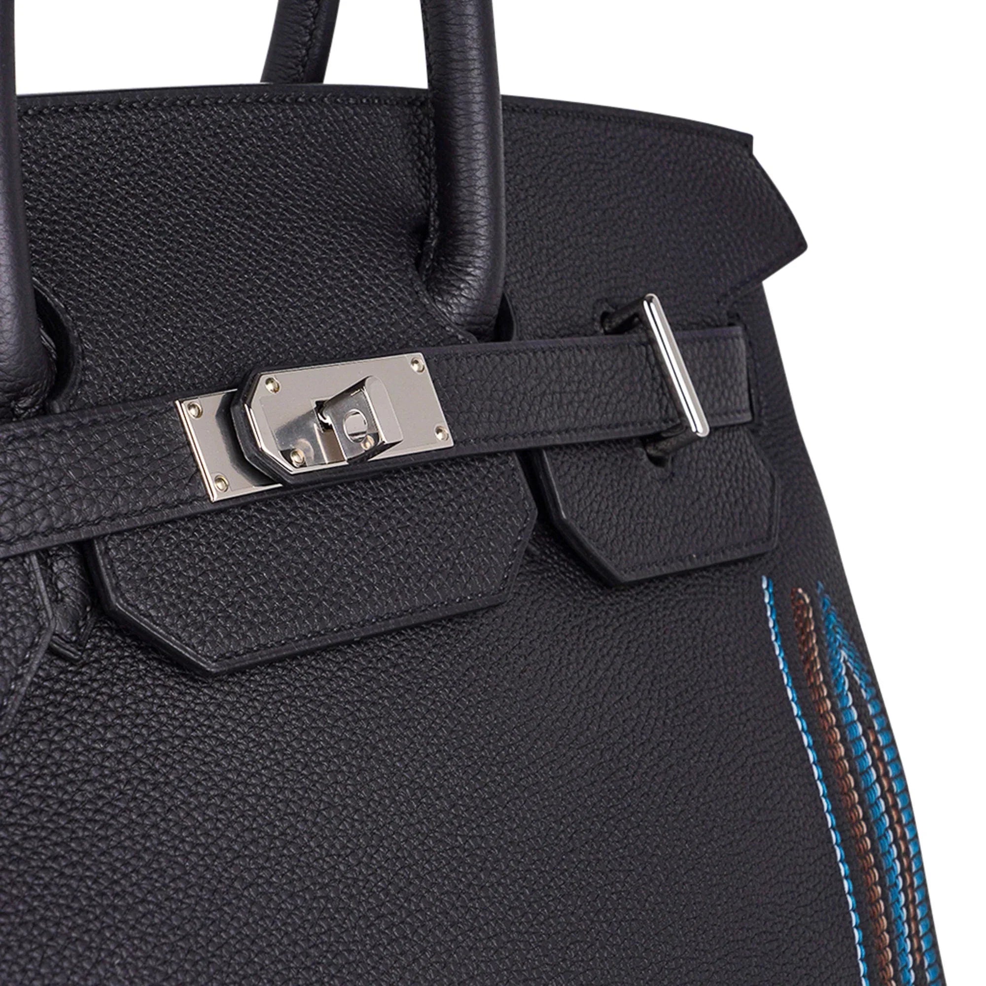 Limited Edition HAC Western Birkin 40 Bag Runway Embroidered Black Togo Leather with Palladium Hardware