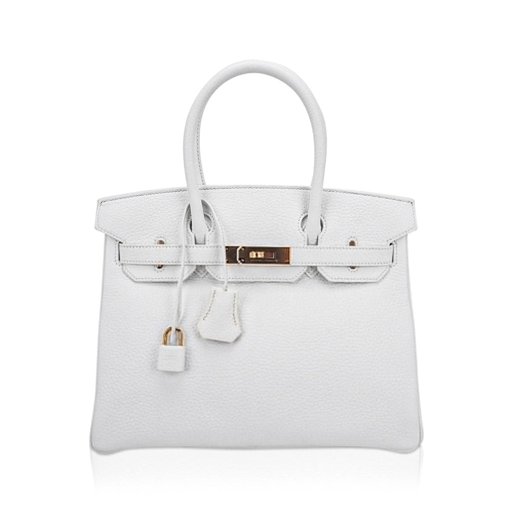 Special Order HSS Birkin 30 Bag White & Orange Clemence Leather with Rose Gold Hardware