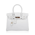 Special Order HSS Birkin 30 Bag White & Orange Clemence Leather with Rose Gold Hardware