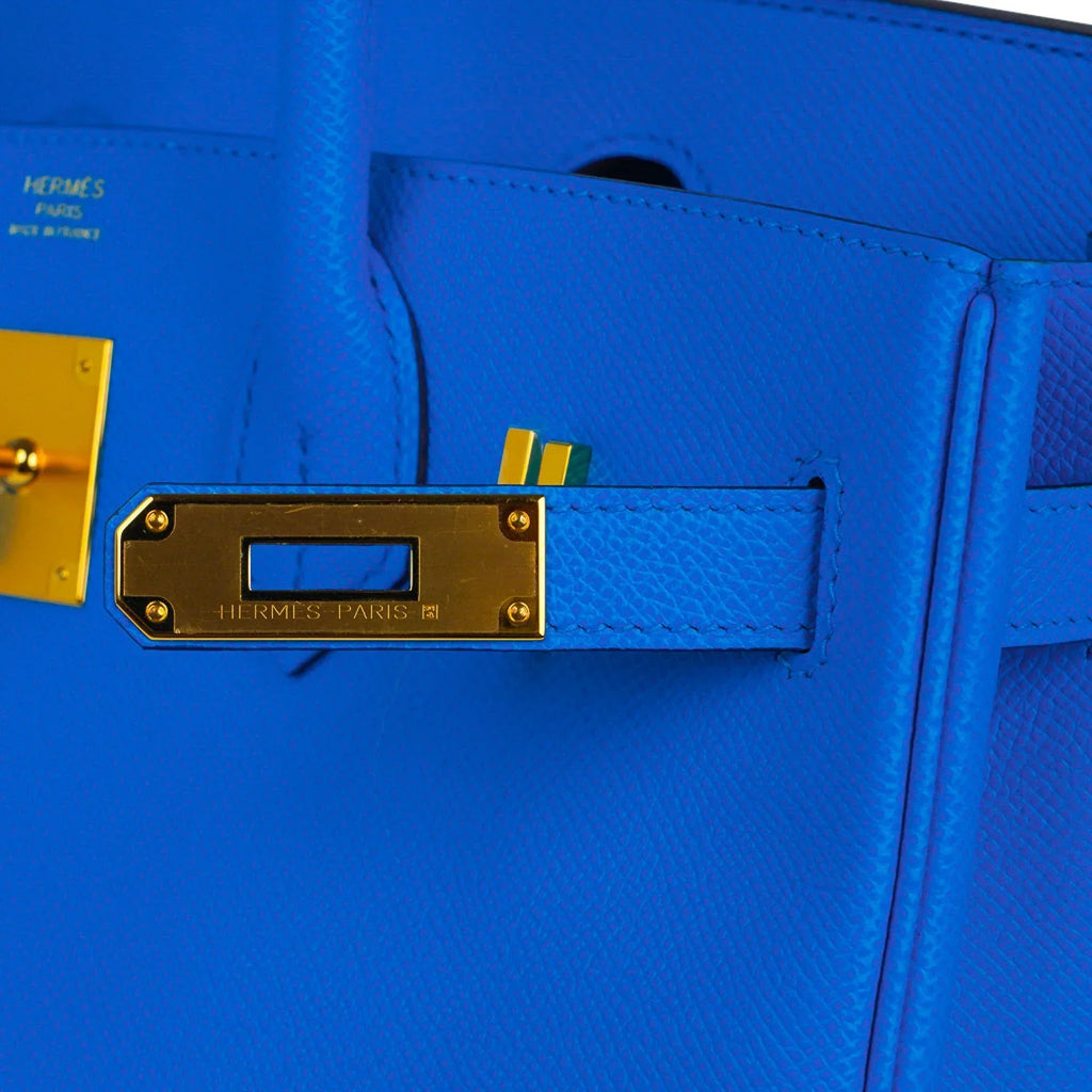 Birkin 30 Bag Bleu Frida Epsom Gold Hardware New w/ Box