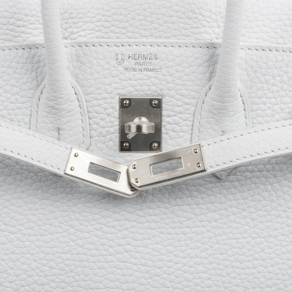 Birkin 25 Bag HSS White Clemence Trench Interior Brushed Palladium Hardware