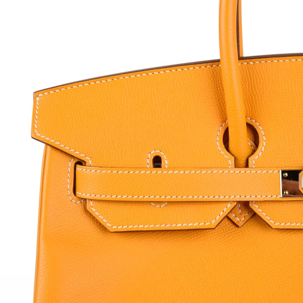 Birkin 35 Bag Yellow Jaune D’Or Candy Limited Edition Epsom Permabrass