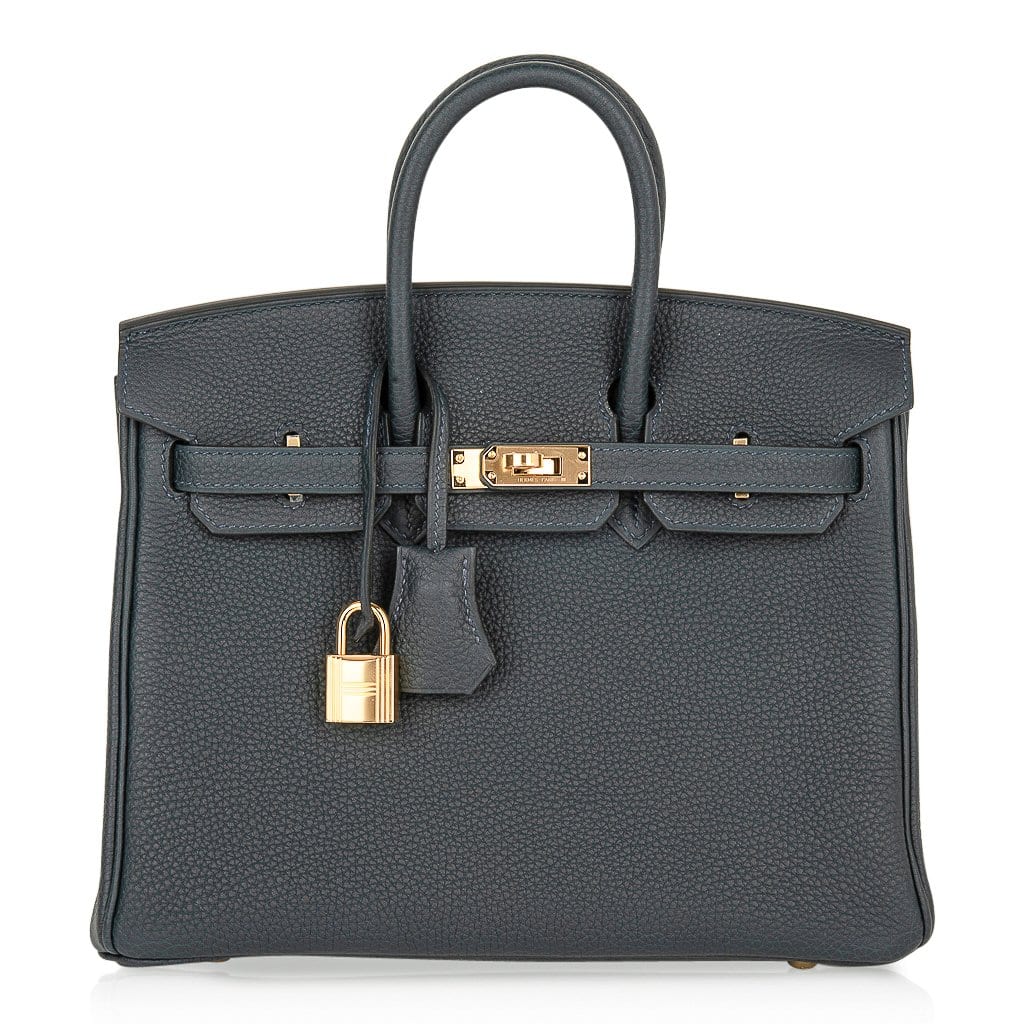 Birkin 25 Bag Vert Rousseau Togo Gold Hardware
