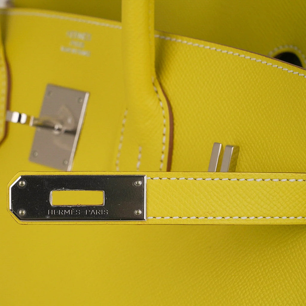 Birkin 35 Lime Candy Limited Edition Bag Epsom Palladium