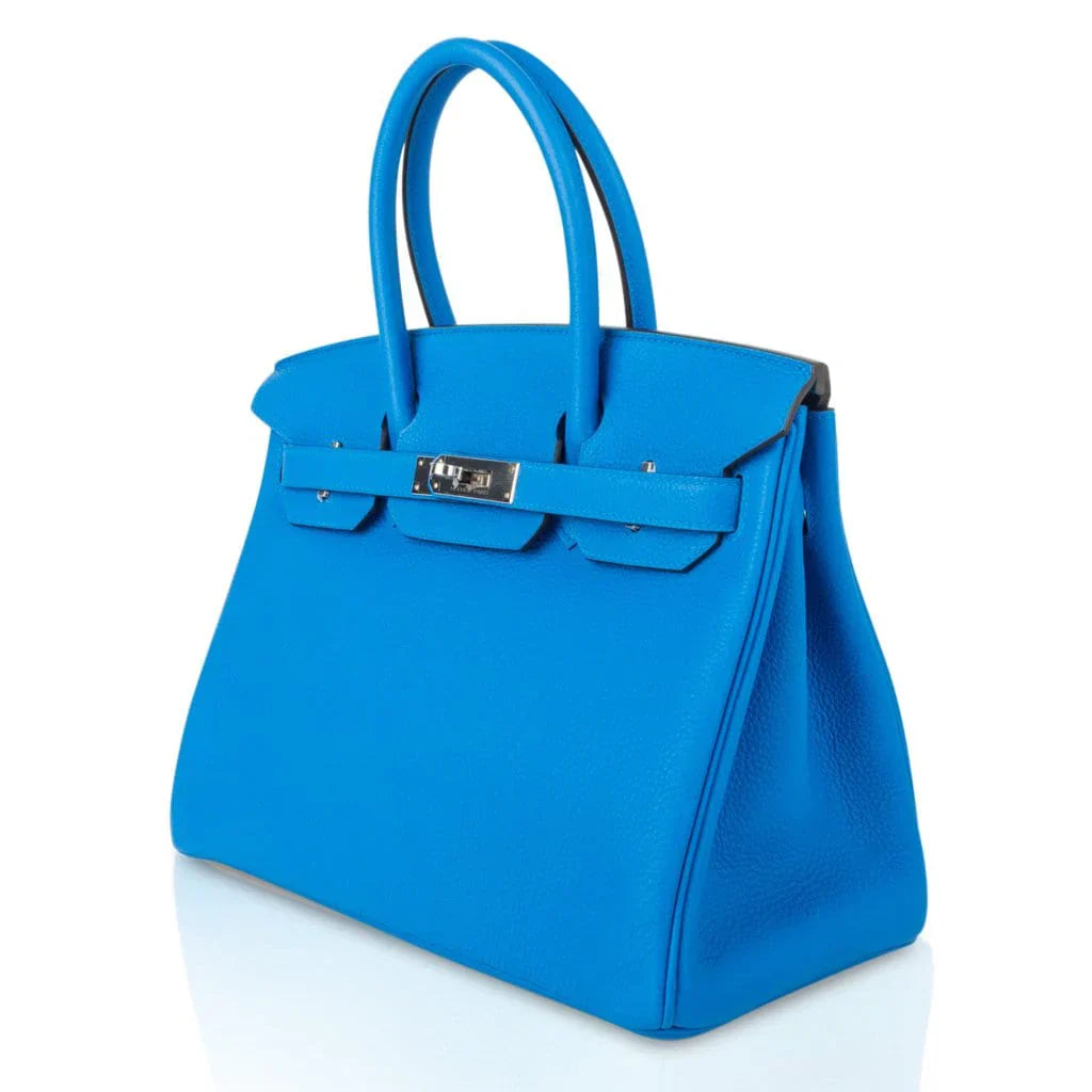 Verso Birkin 30 Bag Blue Zanzibar & Malachite Togo Leather with Palladium Hardware