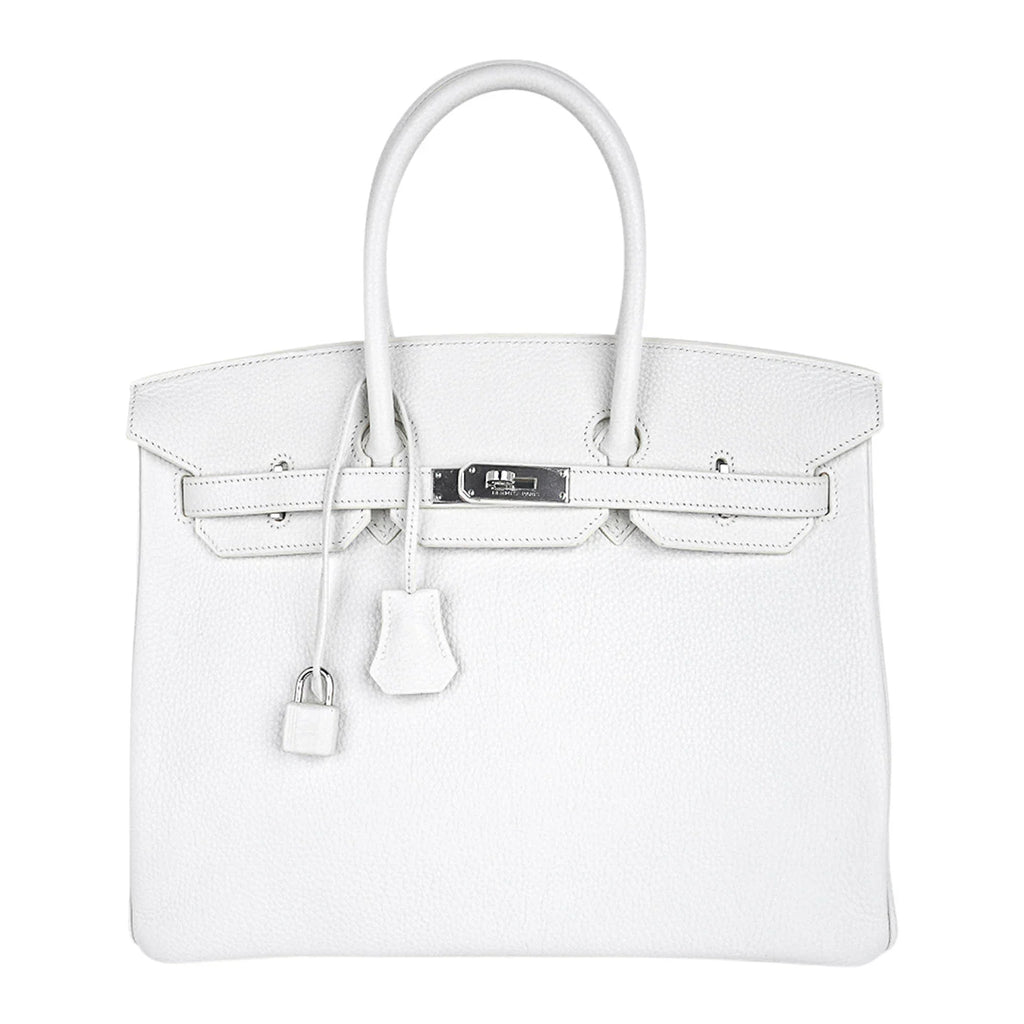 Birkin 35 Bag White Clemence Leather with Palladium Hardware