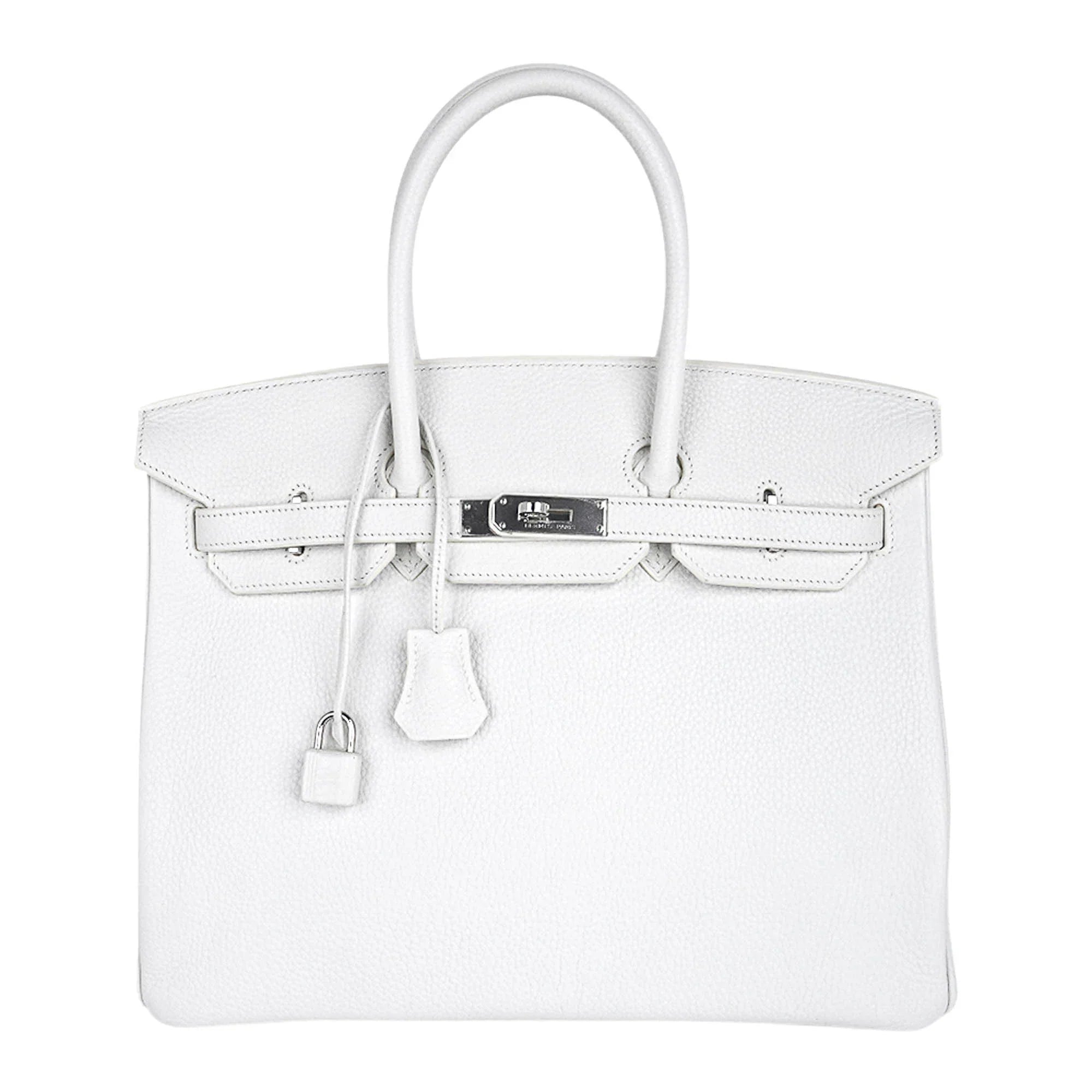 Birkin 35 Bag White Clemence Leather with Palladium Hardware
