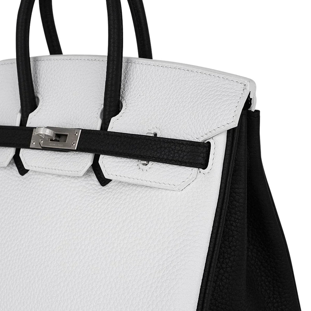 Birkin HSS 25 Bag White w/ Black Brushed Palladium Hardware