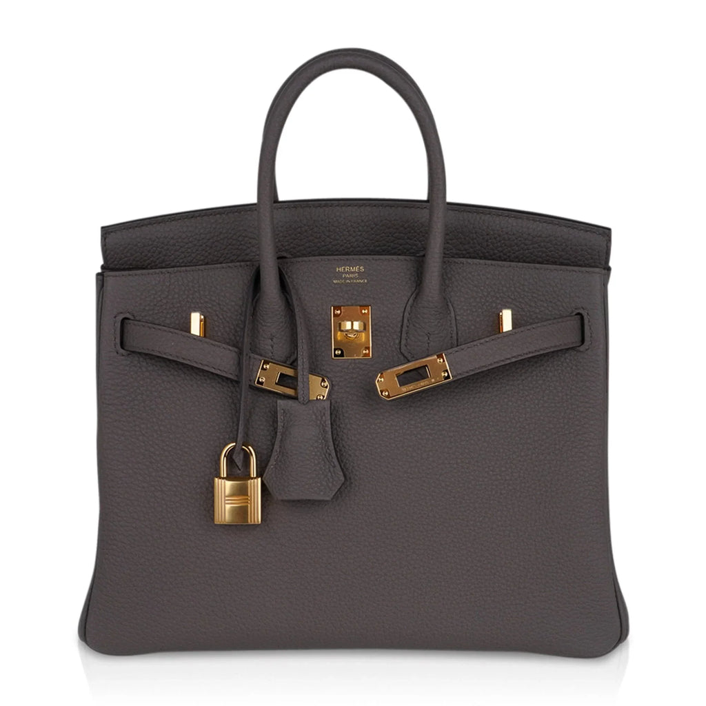 Birkin 25 Bag Etain Gold Hardware Togo Leather New w/Box