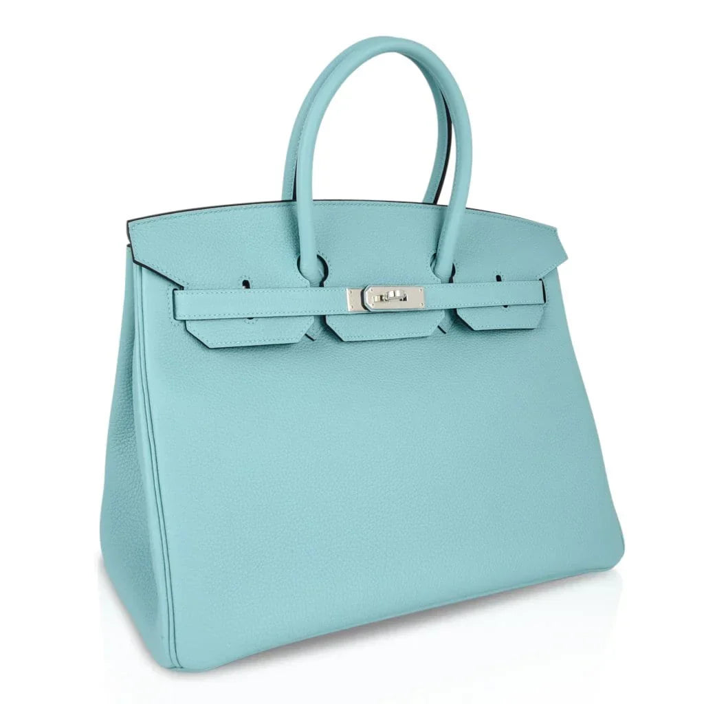 Birkin 35 Bag Fresh Blue Atoll Togo Palladium Hardware