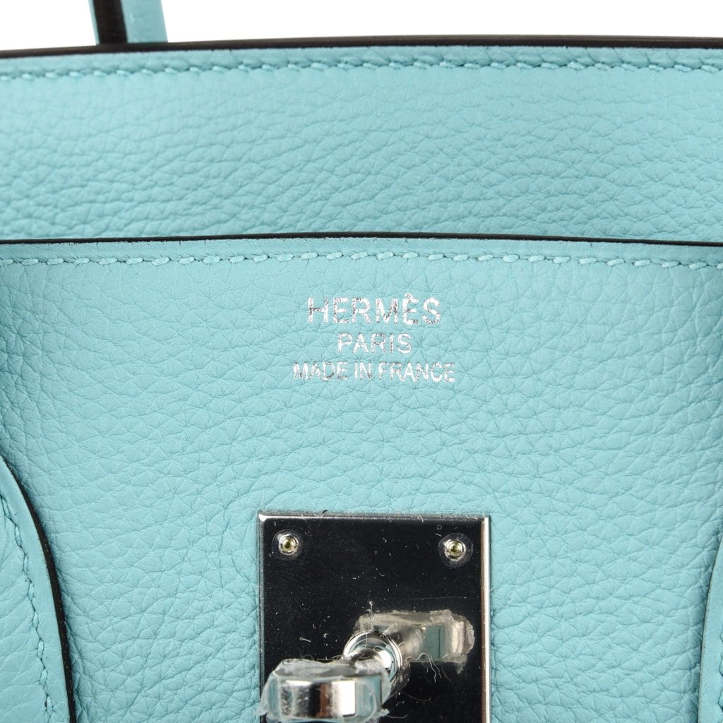 Birkin 35 Bag Fresh Blue Atoll Togo Palladium Hardware