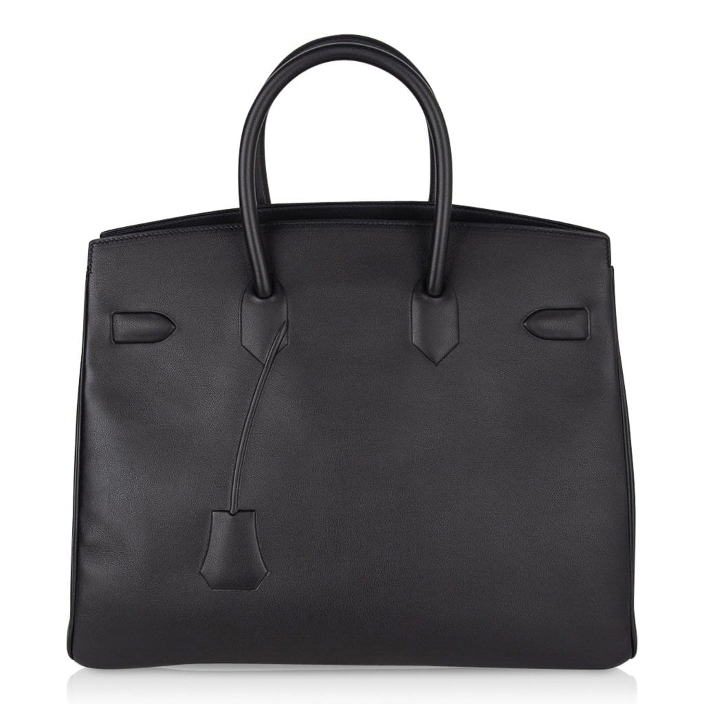 Shadow Birkin 35 Bag Limited Edition Black Swift Leather New