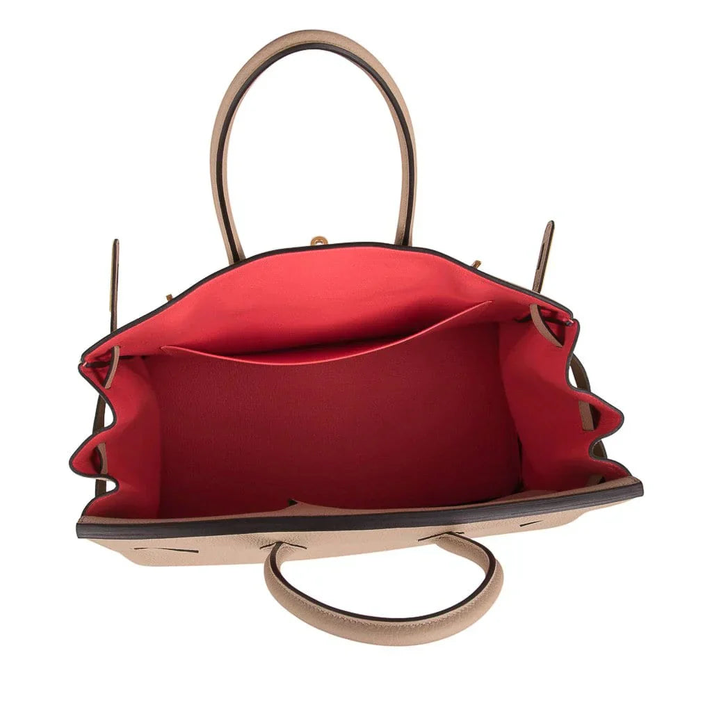 Birkin 35 HSS Bi-Color Bag Trench / Rose Jaipur Brushed Gold Hardware