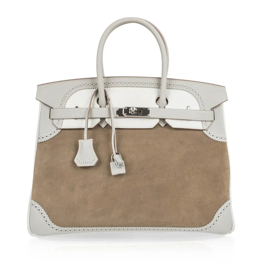 Birkin 35 Bag Grizzly Ghillies Gris Perle Gris Caillou Colour Limited Edition Rare