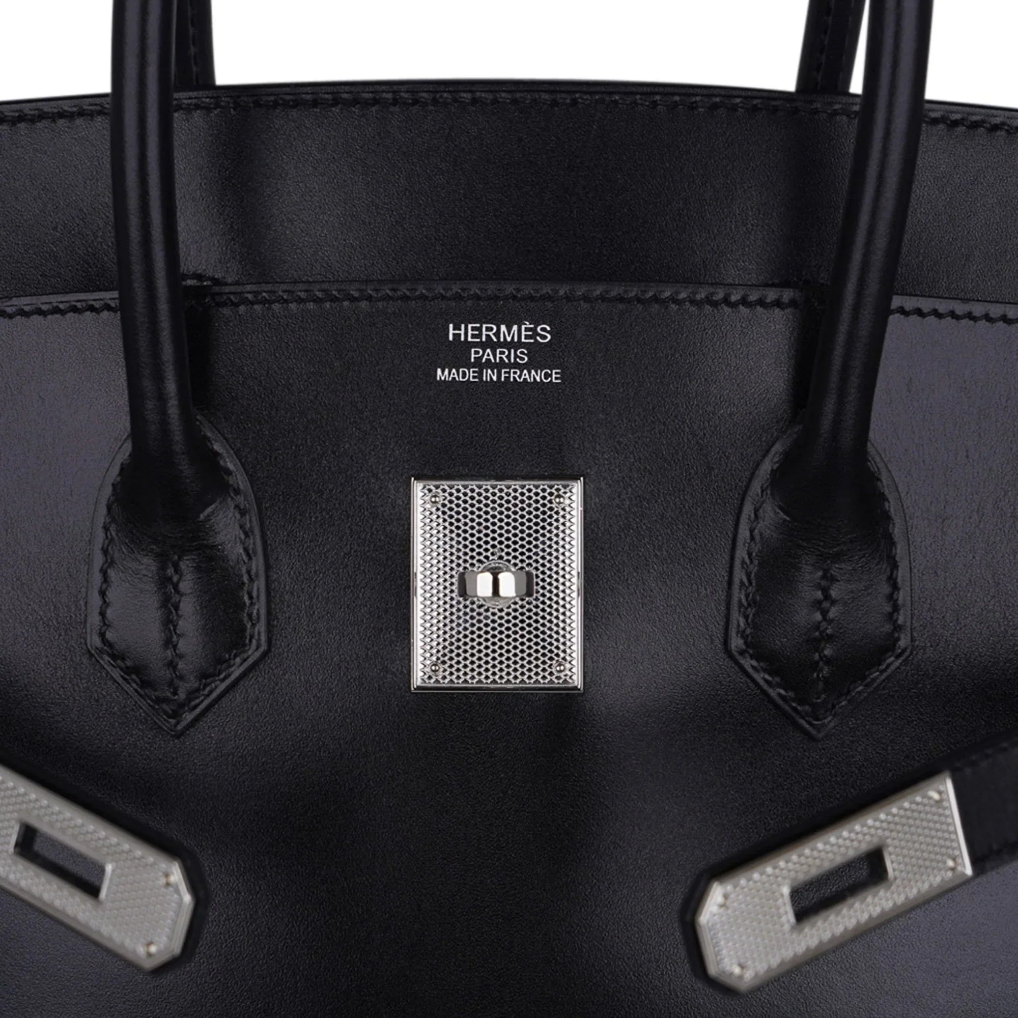 Birkin 35 Bag Black Box Palladium Guilloche Hardware