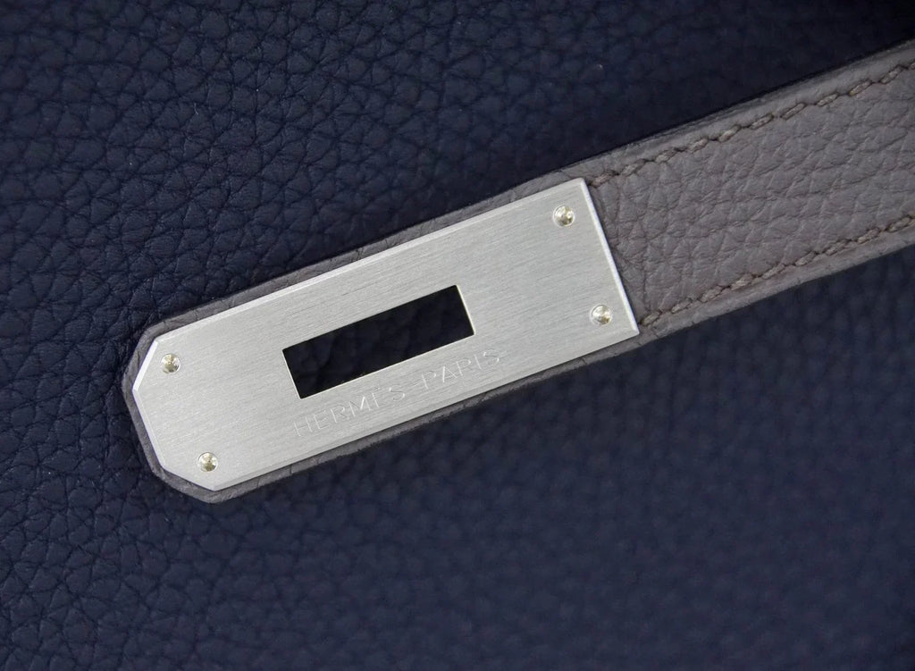 Special Order HSS Birkin 30 Bag Blue Nuit & Etain Togo Leather with Brushed Palladium Hardware