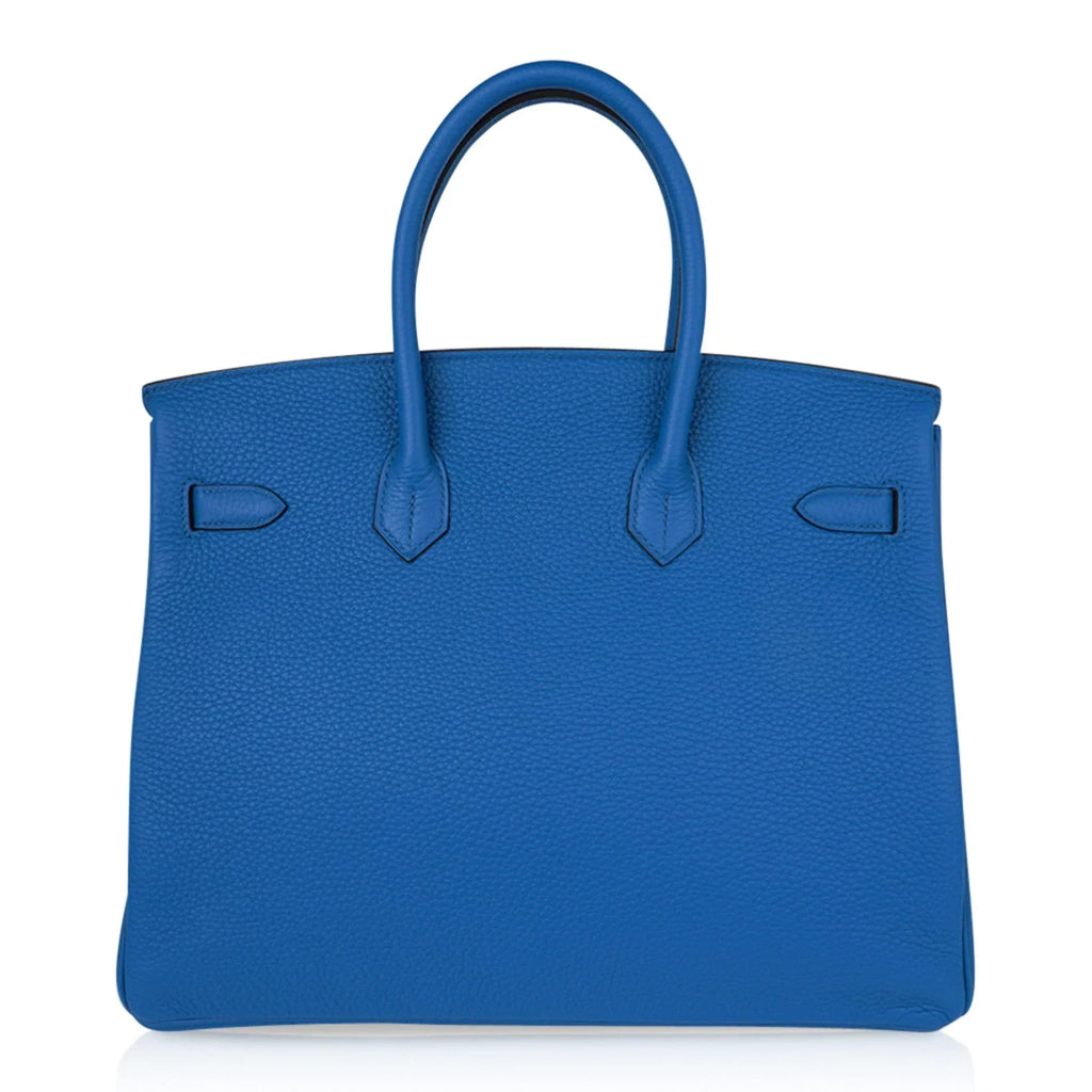 Birkin 35 Bag Rich Blue Izmir Clemence Palladium
