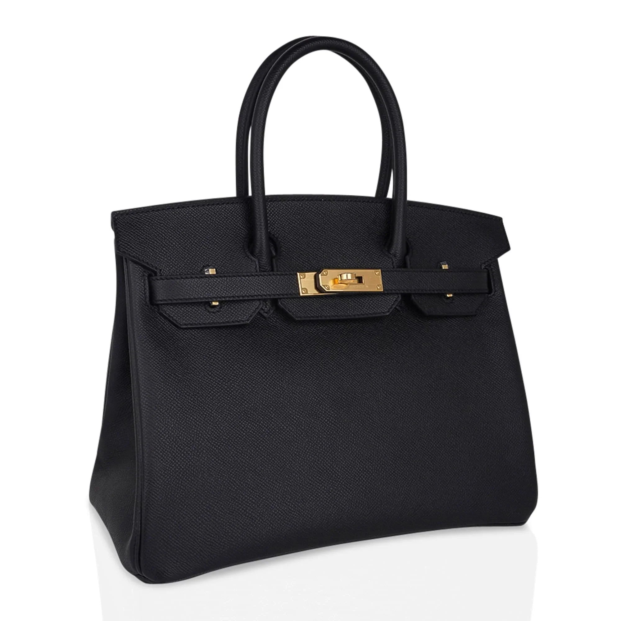 Birkin 30 Bag Black Gold Hardware Epsom Leather New w/ Box