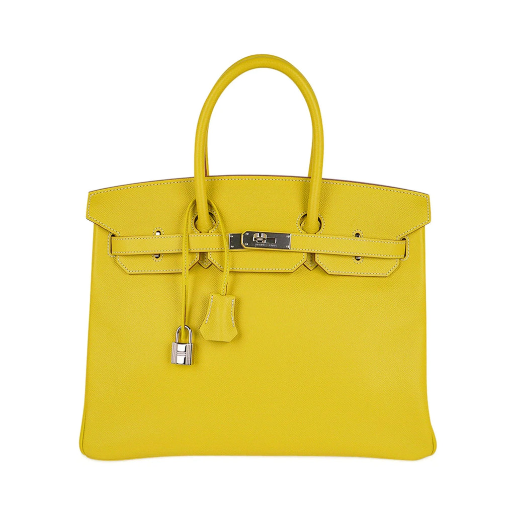 Birkin 35 Lime Candy Limited Edition Bag Epsom Palladium