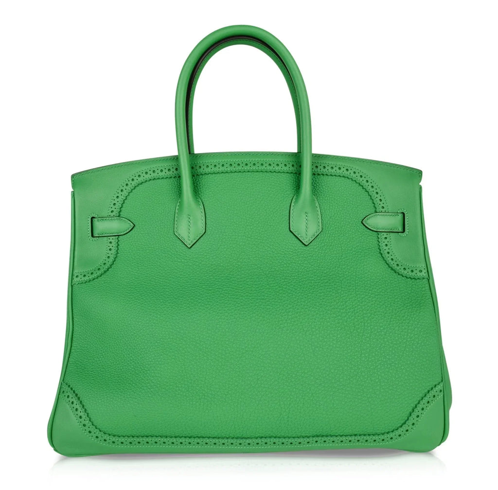 Birkin 35 Bag Ghillies Limited Edition Bamboo Palladium Hardware