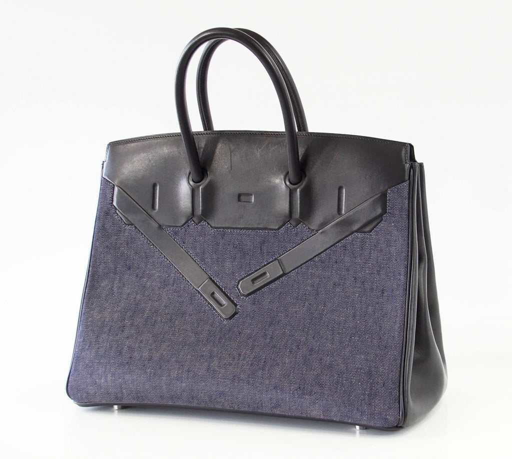 Birkin 35 Bag Rare Limited Edition Denim Shadow