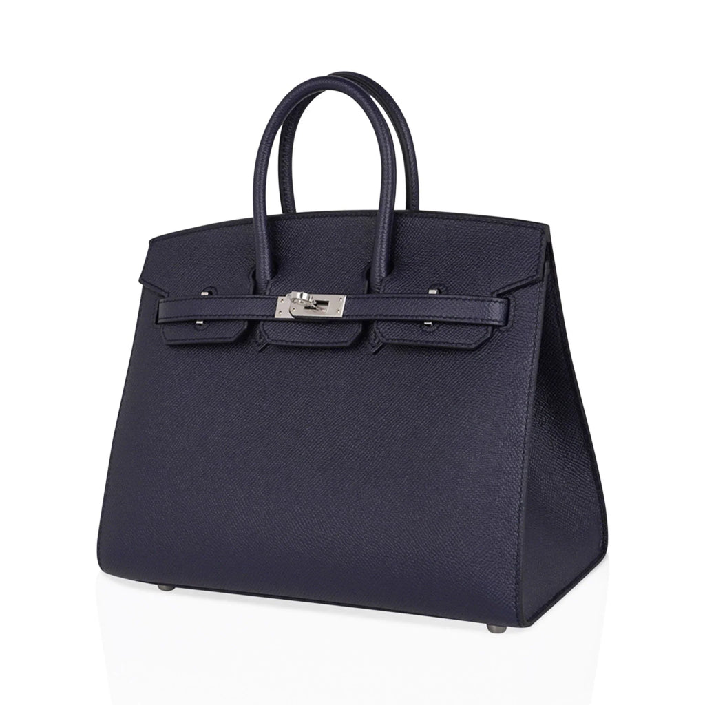 Birkin Sellier 25 Bag Blue Indigo Epsom Leather with Palladium Hardware
