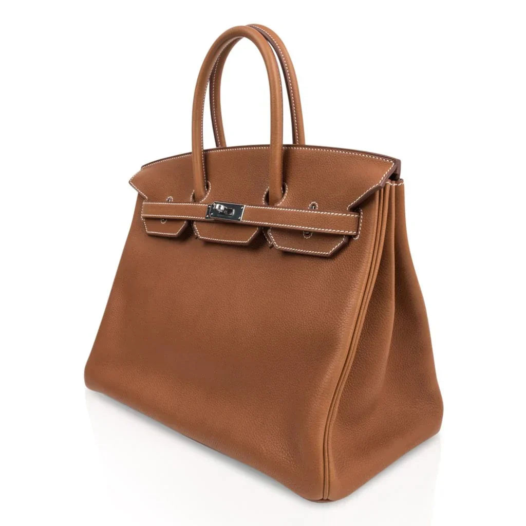 Limited Edition Birkin 35 Bag Fauve Barenia Faubourg Leather with Palladium Hardware
