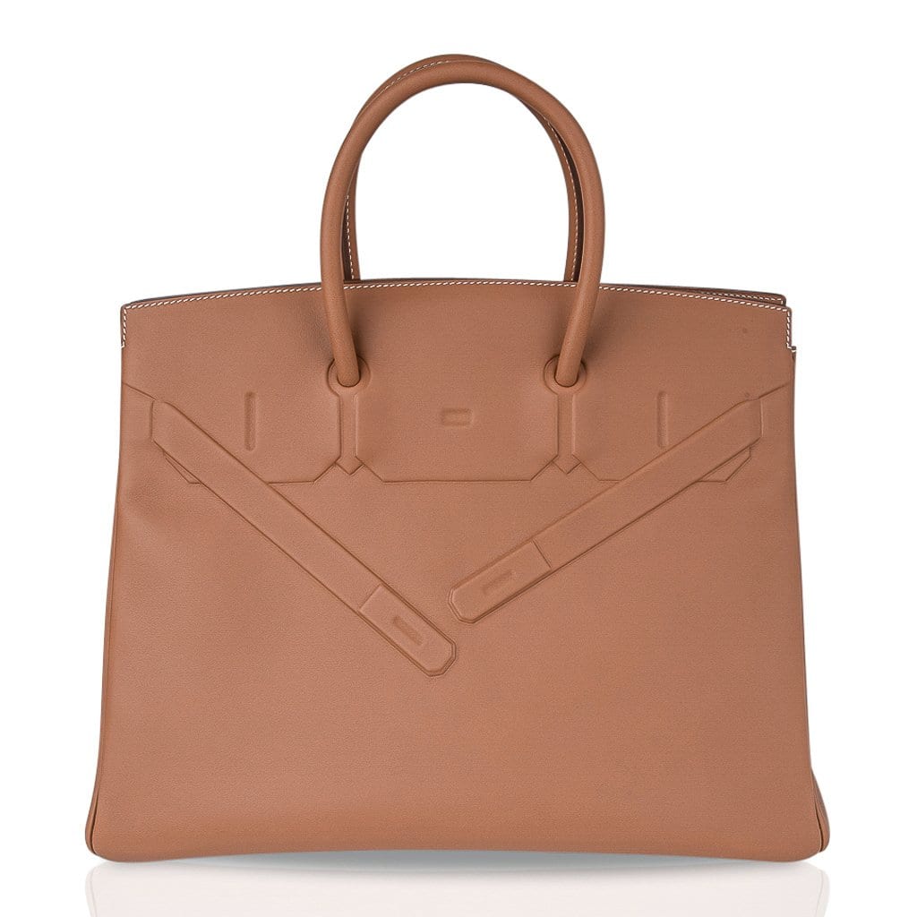 Shadow Birkin 35 Bag Limited Edition Gold Evercalf Leather New