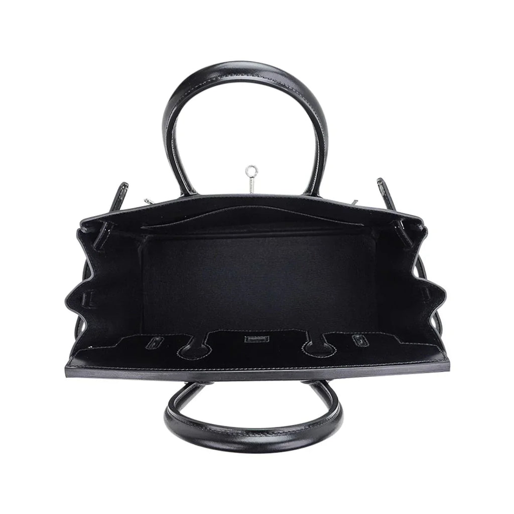 Birkin 30 Black Box Leather Bag Palladium Hardware