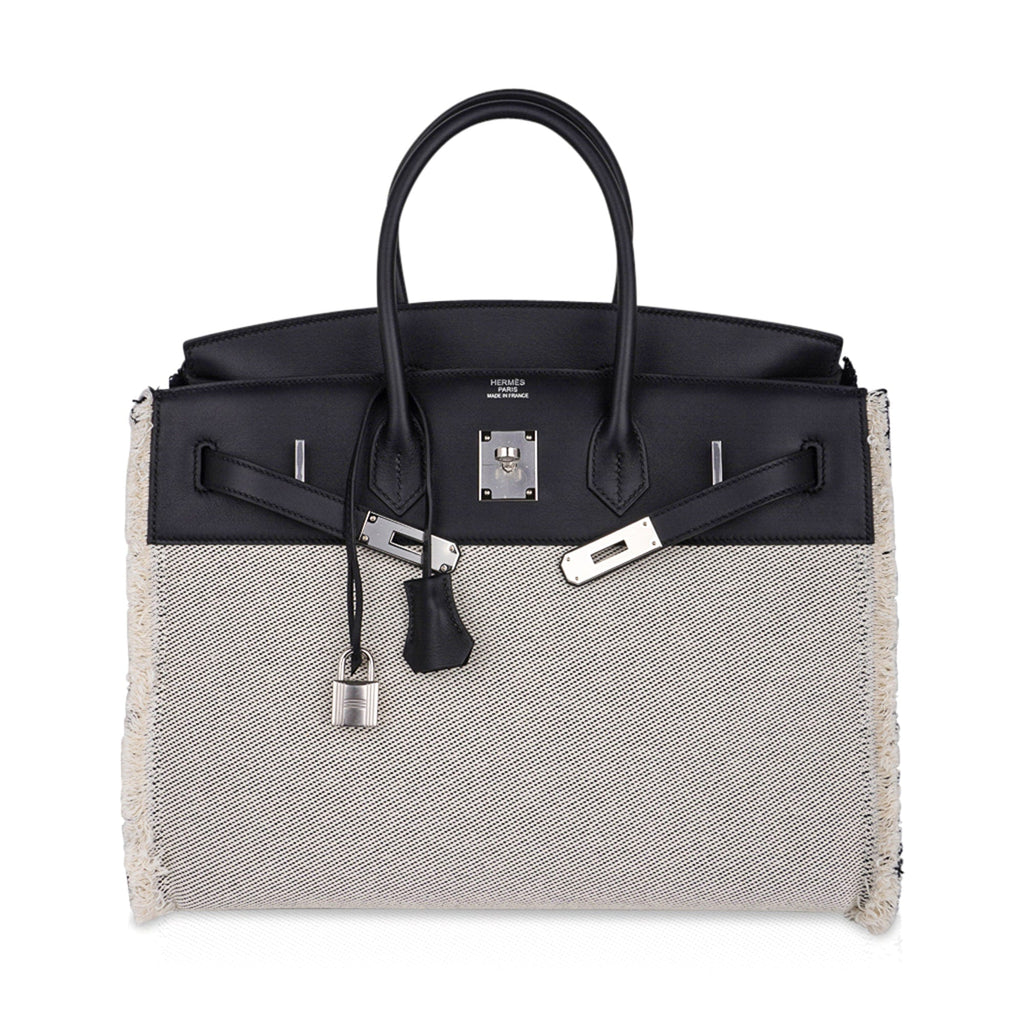 Birkin Fray Fray 35 Bag Black Swift Leather / Toile Limited Edition