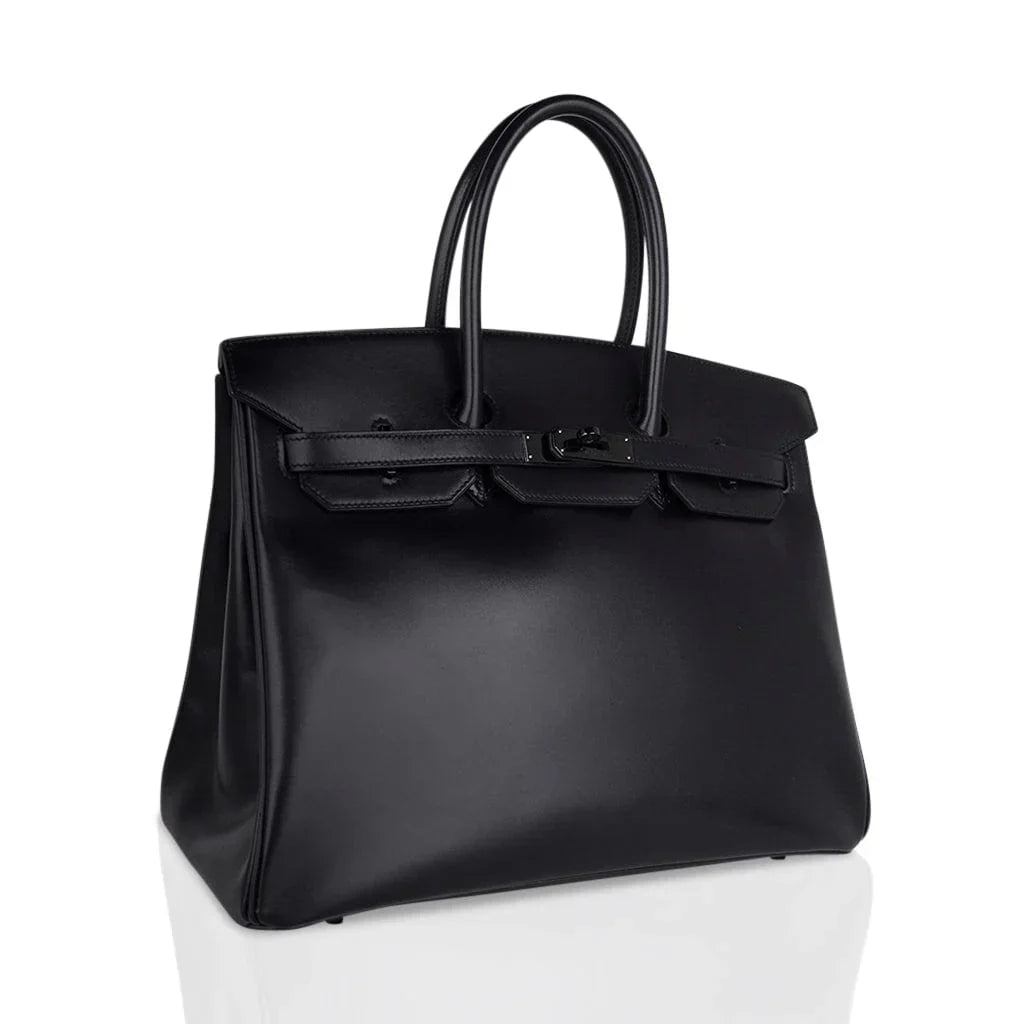 Birkin 35 Bag So Black Box Leather Limited Edition Very Rare