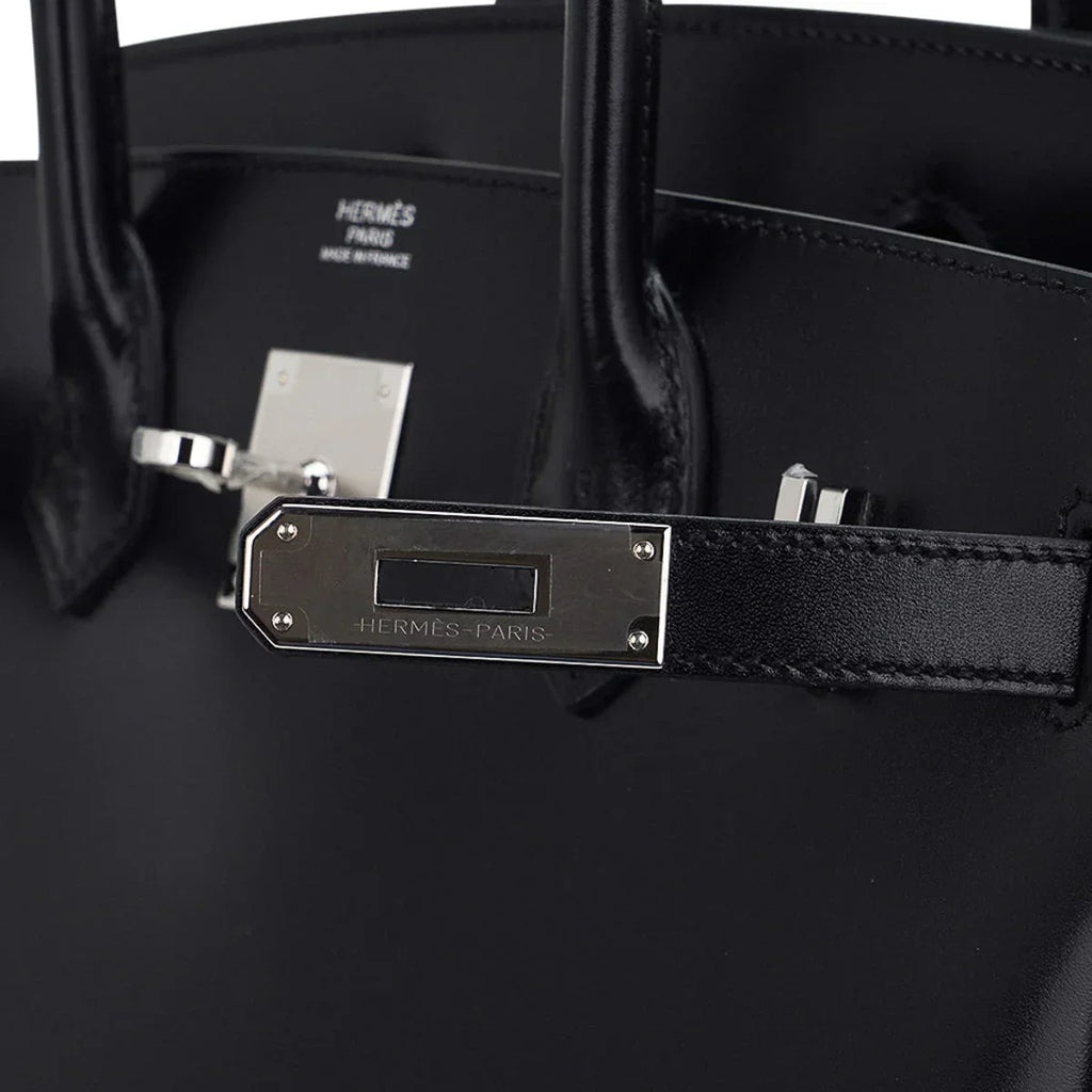 Birkin 30 Black Box Leather Bag Palladium Hardware