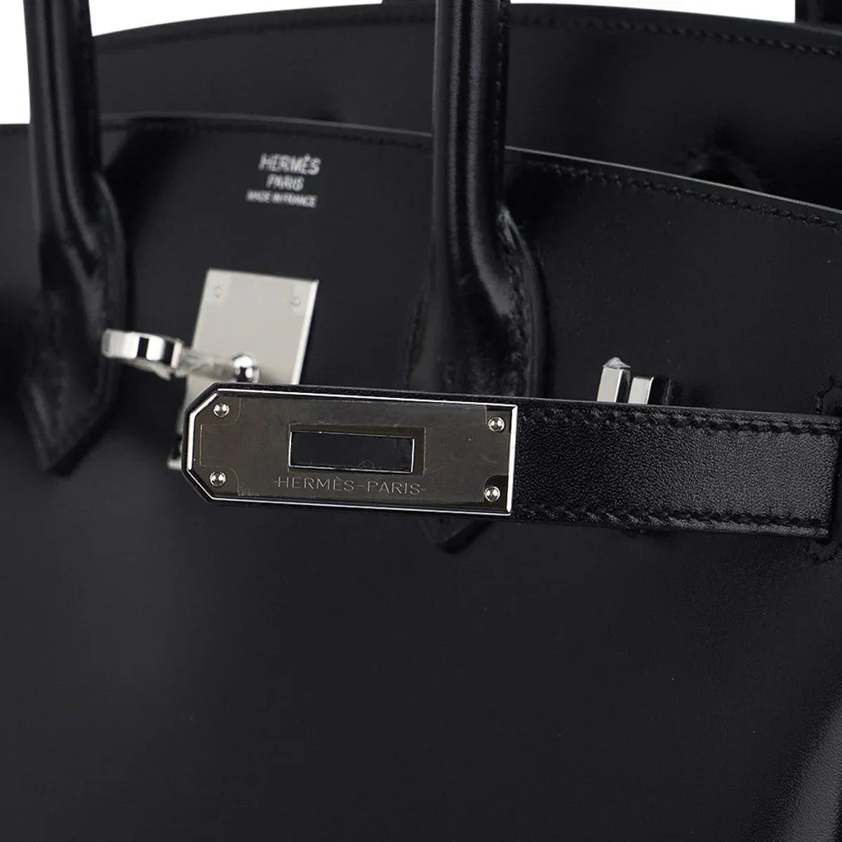 Birkin 30 Black Box Leather Bag Palladium Hardware