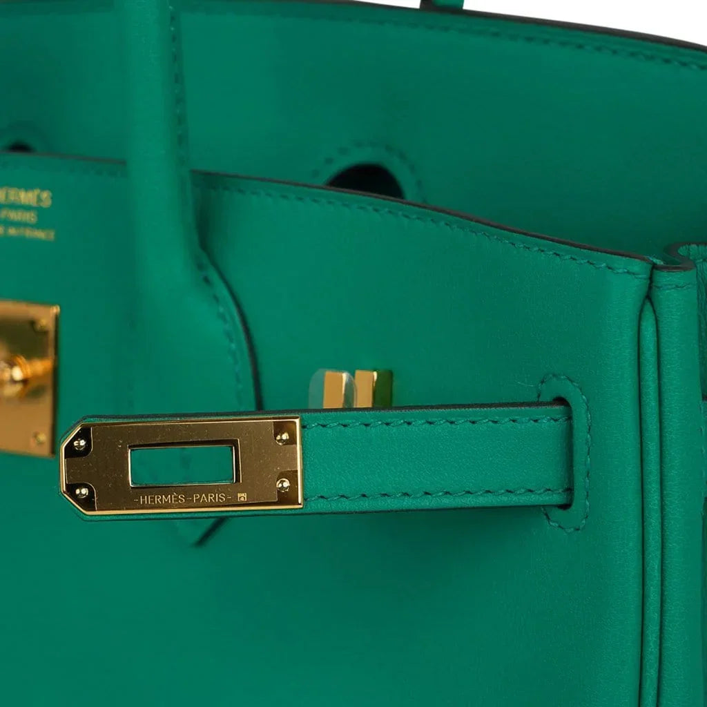 Birkin 25 Bag Vert Vertigo Swift Gold Hardware