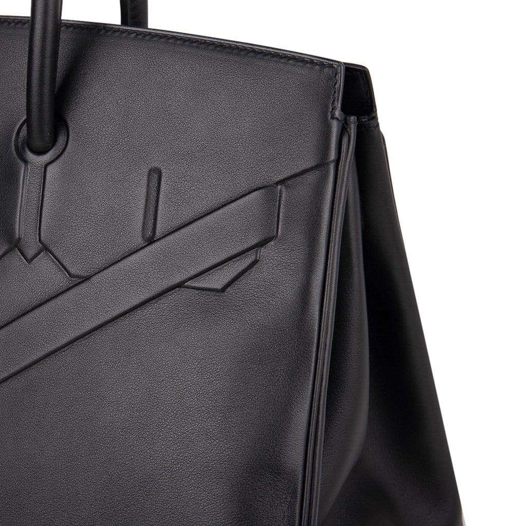 Shadow Birkin 35 Bag Limited Edition Black Swift Leather New