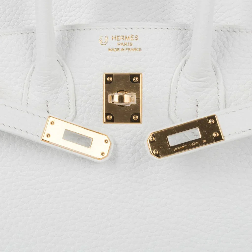 Birkin 25 HSS Bag White Clemence Gold Hardware
