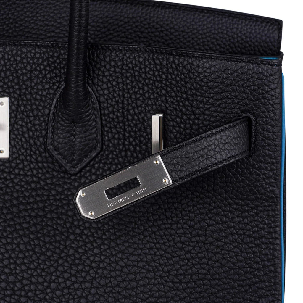 Special Order HSS Birkin 35 Bag Black Turquoise Togo Leather with Brushed Palladium Hardware