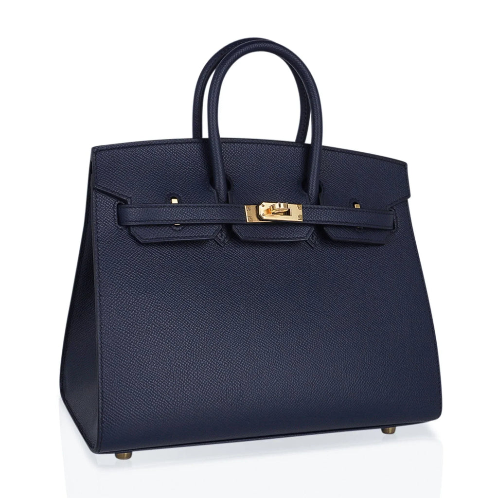 Birkin 25 Sellier Bag Bleu Indigo Gold Hardware Epsom Leather New w/Box